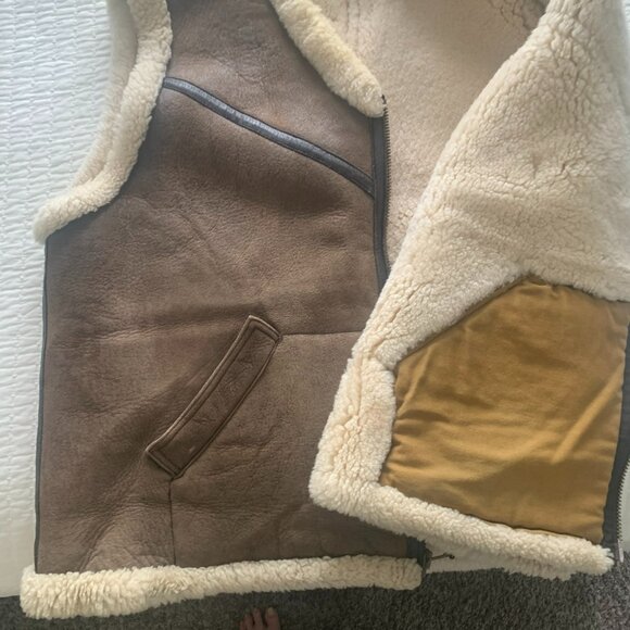 J. Peterman Company Jacket Men’s Size XL Vintage Brown 100% Lamb Leather Vest - Picture 5 of 14
